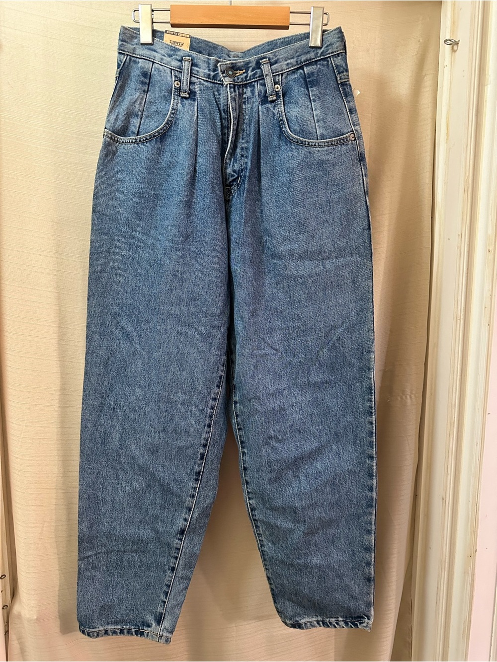 Vintage Edwin French Baggy Jeans Deadstock NWT High Rise Pleated Denim 28x30